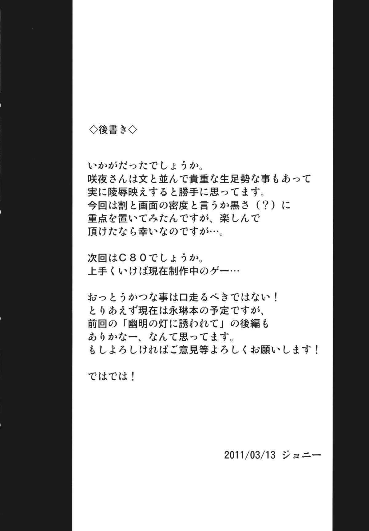 (Air Reitaisai 08) [Avion Village (Johnny)] Izayoi Sakuya no Nerenai Yoru (Touhou Project) (例大祭8) [アビオン村 (ジョニー)] 十六夜咲夜の眠れない夜 (東方)