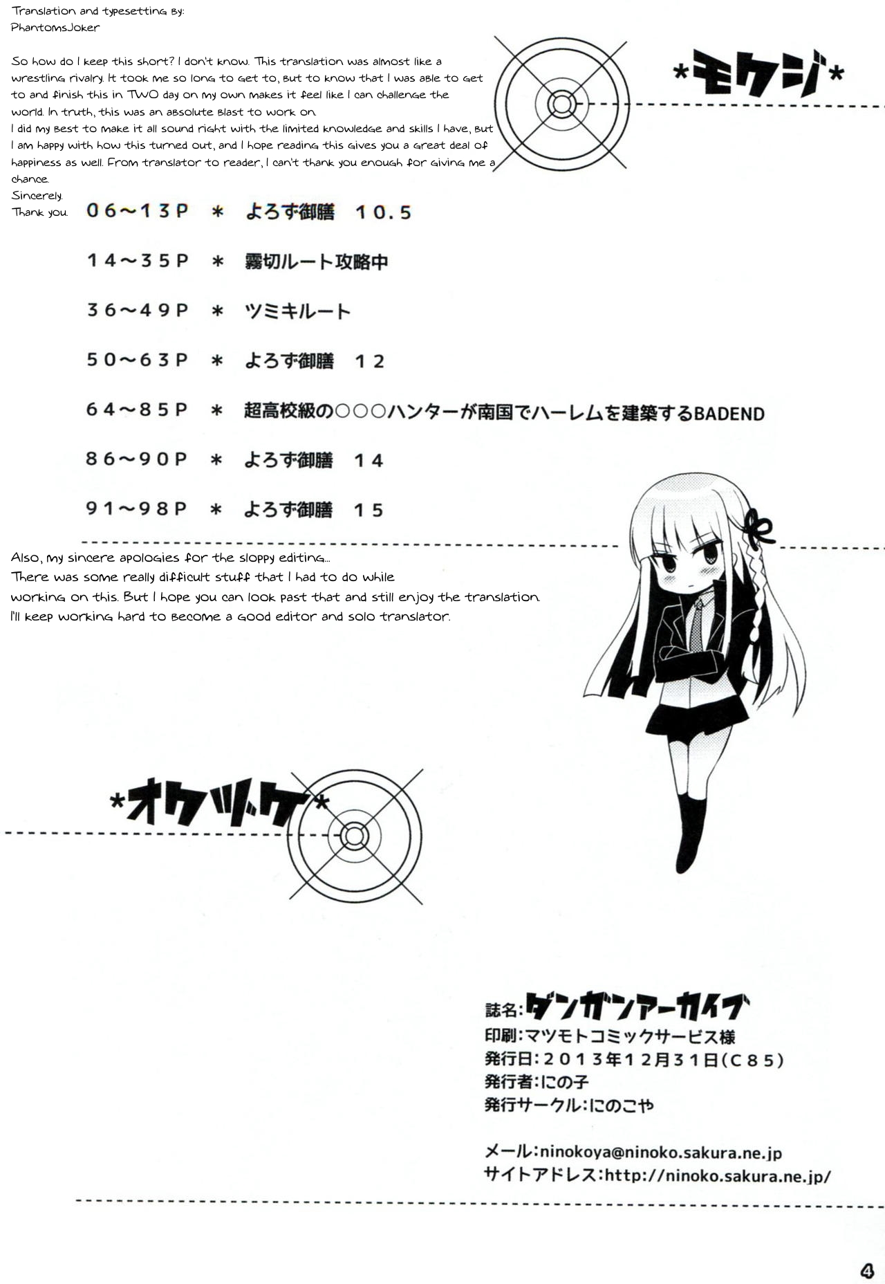 (C85) [Ninokoya (Ninoko)] Dangan Archive (Danganronpa) [English] [PhantomsJoker] (C85) [にのこや (にの子)] ダンガンアーカイブ (ダンガンロンパ) [英訳]